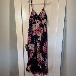 Crystal Doll floral shimmer midi dress